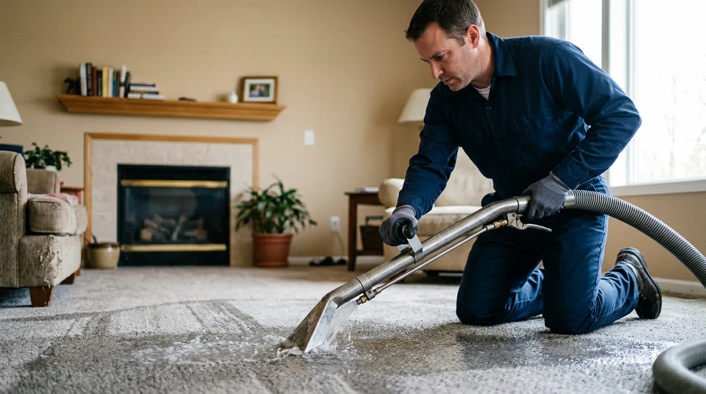 Water damage restoration technician working near Iron Belt, WI